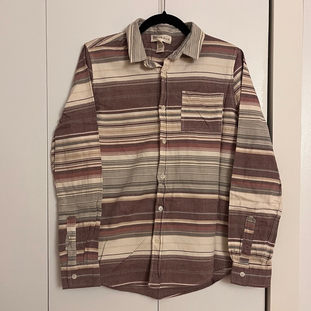 Urban Man Striped Long Sleeve Button Down